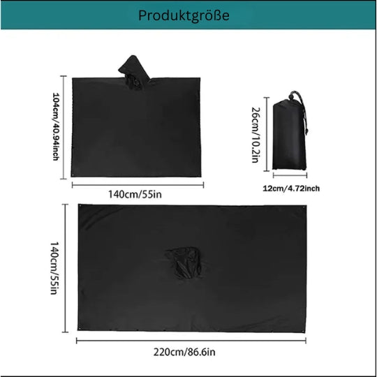 3-in-1 Regenponcho Outdoor – Wasserdicht, Multifunktional als Zelt, Plane & Regenschutz