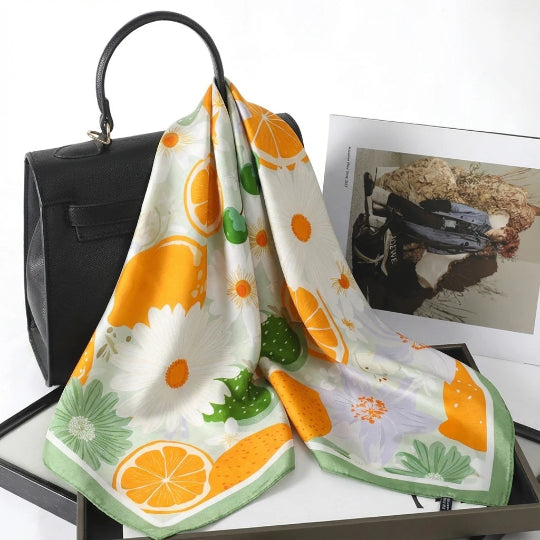 Elegantes 70×70 cm Seidenschal-Tuch – Multifunktionales Accessoire für Haare, Tasche & Hals