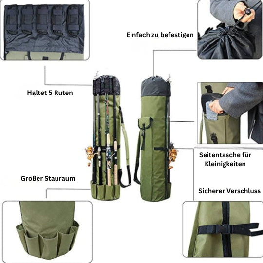 Angelruten-Tasche 123 cm – Robuste Multifunktions Angeltasche aus Oxford-Gewebe, wasserdicht & ideal für Outdoor