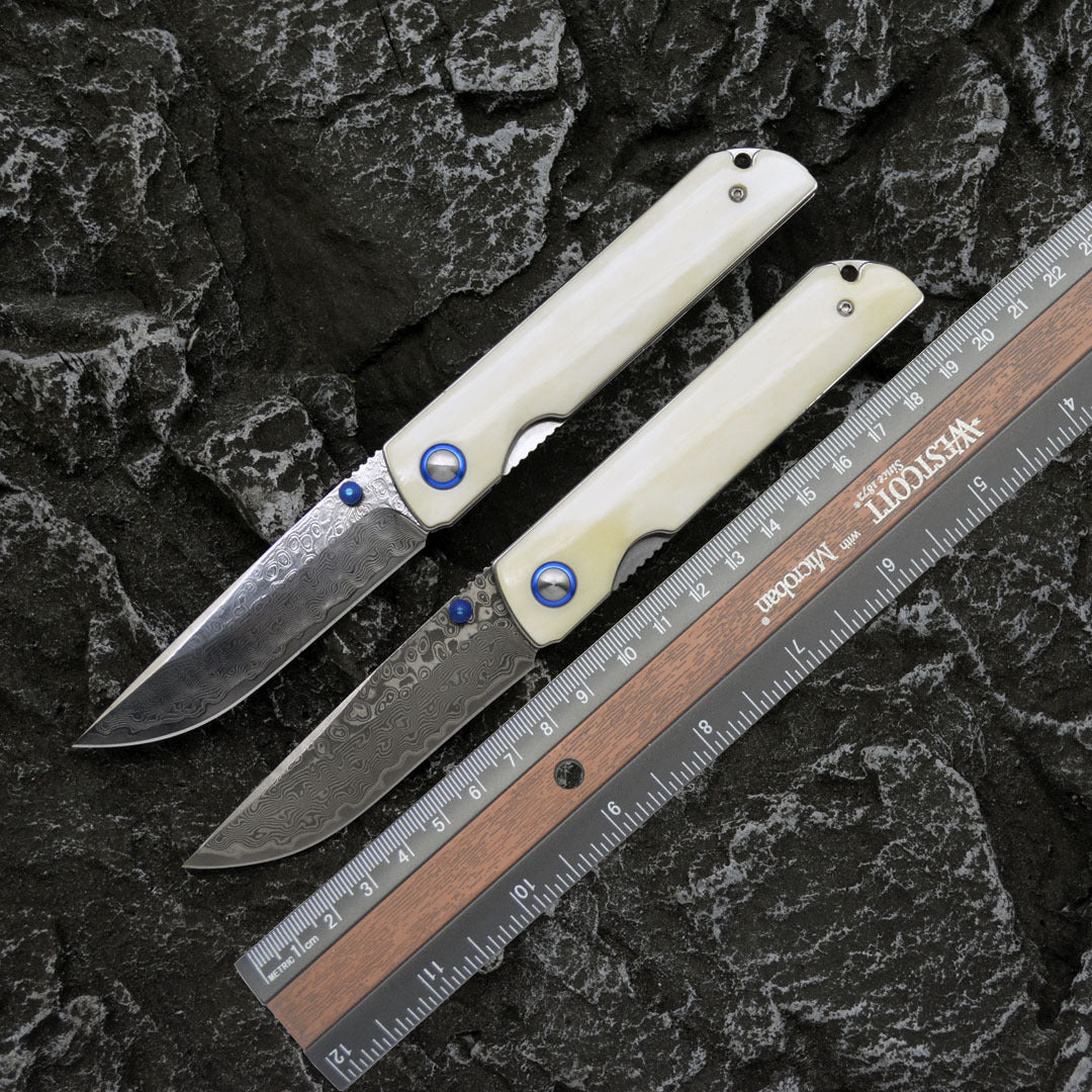 Damaszener Stahl Klappmesser – faltbar & tragbar