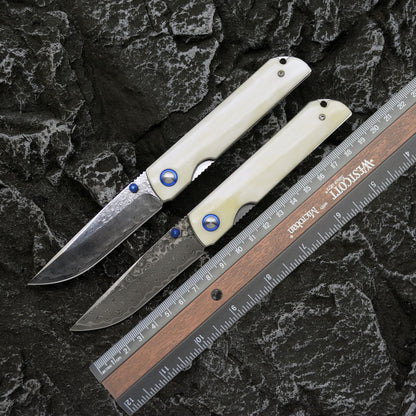 Damaszener Stahl Klappmesser – faltbar & tragbar