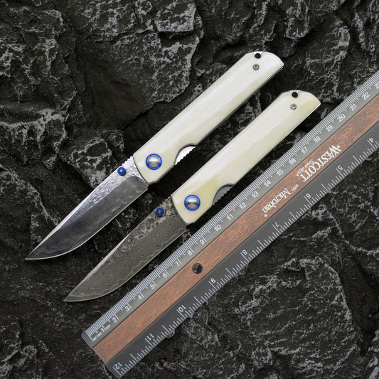 Damaszener Stahl Klappmesser – faltbar & tragbar