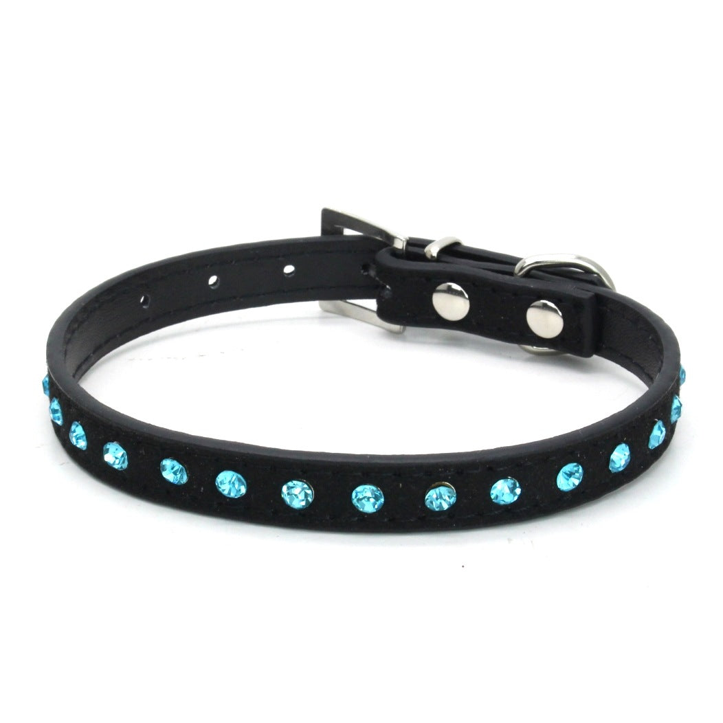 Hundehalsband mit Strass-Beschlag – PU Leder