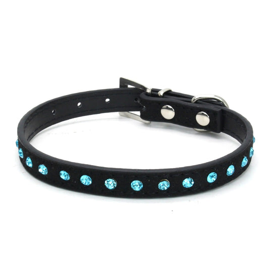 Hundehalsband mit Strass-Beschlag – PU Leder
