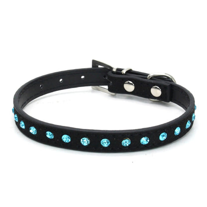 Hundehalsband mit Strass-Beschlag – PU Leder