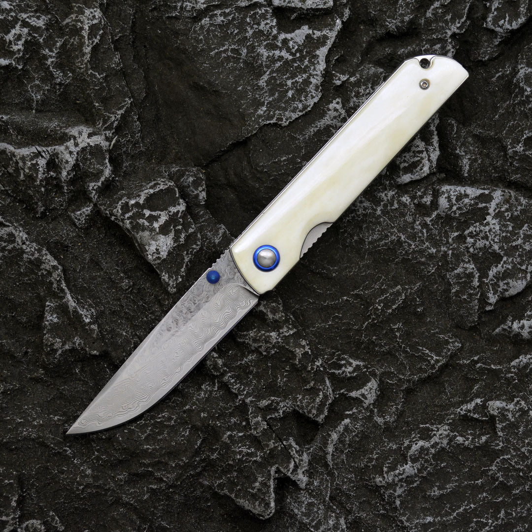 Damaszener Stahl Klappmesser – faltbar & tragbar