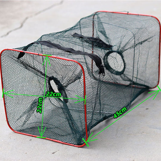 Faltbare Hummer- & Krebsfalle – 2-Eingang Fischfalle aus Nylon, platzsparend & ideal für Angeln