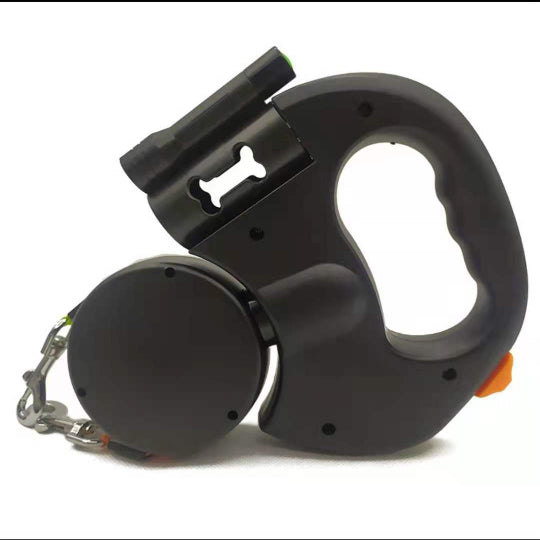 Doppelte Rollleine für 2 Hunde mit LED – Automatische Hundeleine, 360° drehbar & reflektierend
