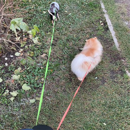 Doppelte Rollleine für 2 Hunde mit LED – Automatische Hundeleine, 360° drehbar & reflektierend