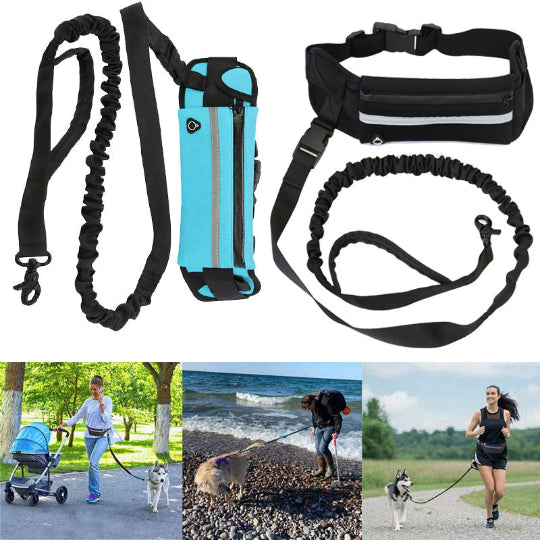 Hunde Bauchtasche mit Leine – Freihändig Joggen & Spazieren, Verstellbar