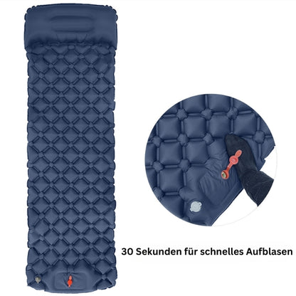 Ultraleichte Camping Isomatte mit integrierter Pumpe – Aufblasbare Schlafmatte mit Kissen für Outdoor & Reisen