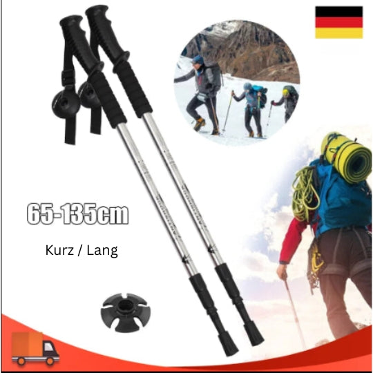 2er-Set Wanderstöcke – leicht, verstellbar & rutschfest (65–135 cm) – ideal für Wandern & Bergtouren