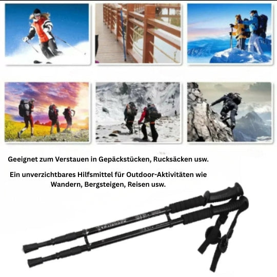 2er-Set Wanderstöcke – leicht, verstellbar & rutschfest (65–135 cm) – ideal für Wandern & Bergtouren