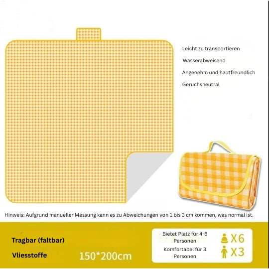 Wasserdichte Picknickdecke Outdoor – Dicke Camping Matte aus Oxford-Stoff, faltbar & leicht transportierbar