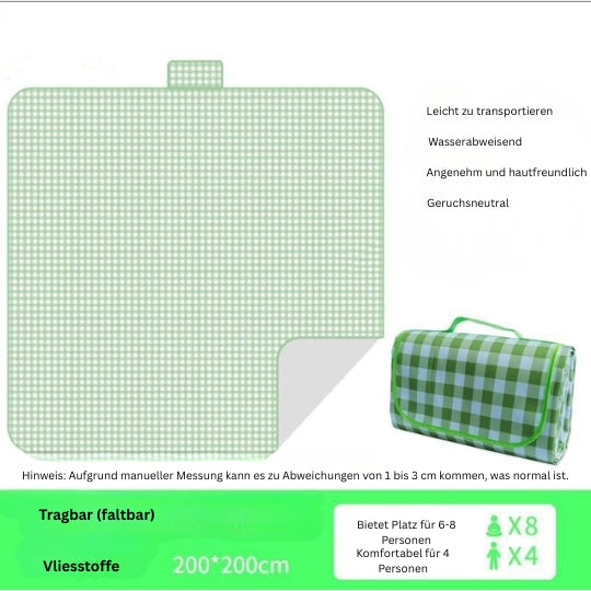 Wasserdichte Picknickdecke Outdoor – Dicke Camping Matte aus Oxford-Stoff, faltbar & leicht transportierbar