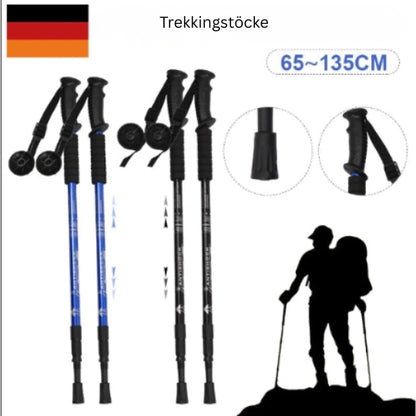 2er-Set Wanderstöcke – leicht, verstellbar & rutschfest (65–135 cm) – ideal für Wandern & Bergtouren
