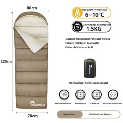4-Jahreszeiten Camping Schlafsack – Dick gefüttert, wasserdicht & waschbar für Outdoor & Reisen