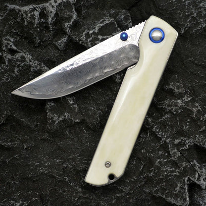 Damaszener Stahl Klappmesser – faltbar & tragbar