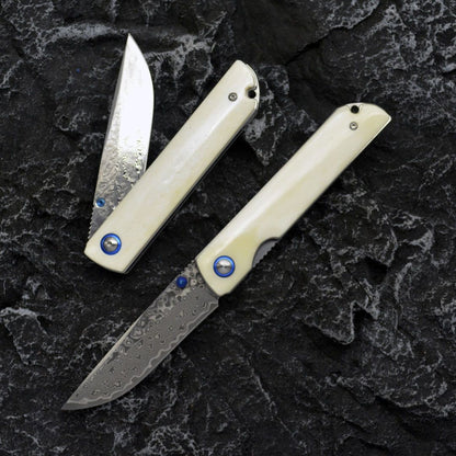 Damaszener Stahl Klappmesser – faltbar & tragbar