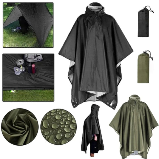 3-in-1 Regenponcho Outdoor – Wasserdicht, Multifunktional als Zelt, Plane & Regenschutz