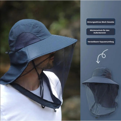 UV Schutz Hut mit Gesichtsschutz – Atmungsaktiv, Insektenschutz, breite Krempe für Outdoor, Angeln & Wandern