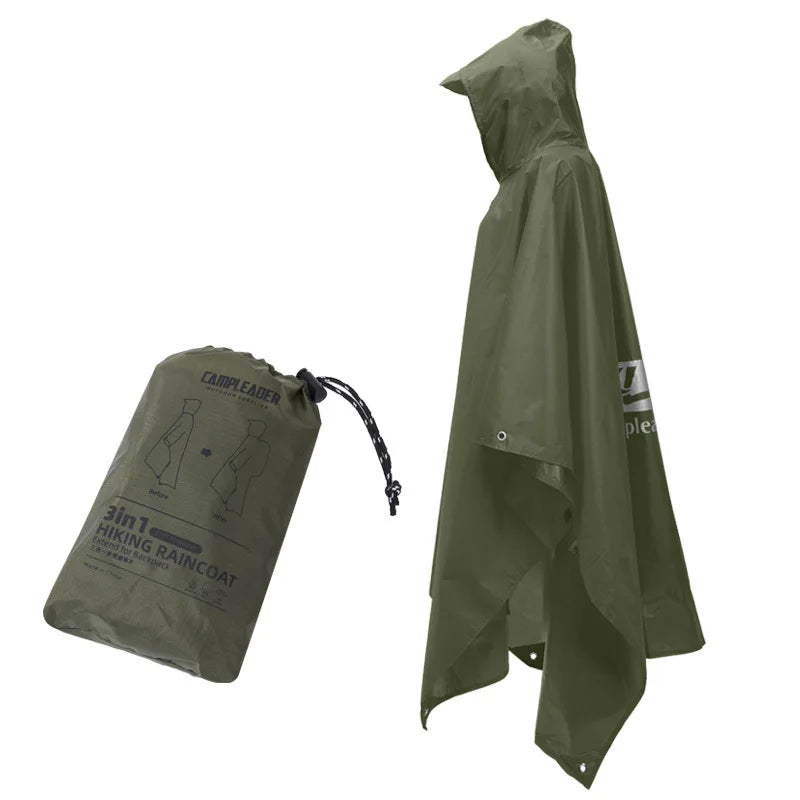 3-in-1 Outdoor Regenponcho – Wasserdicht, Multifunktional als Regenmantel, Zelt & Schutzplane – Ultraleicht & Kompakt für Camping, Wandern & Reisen
