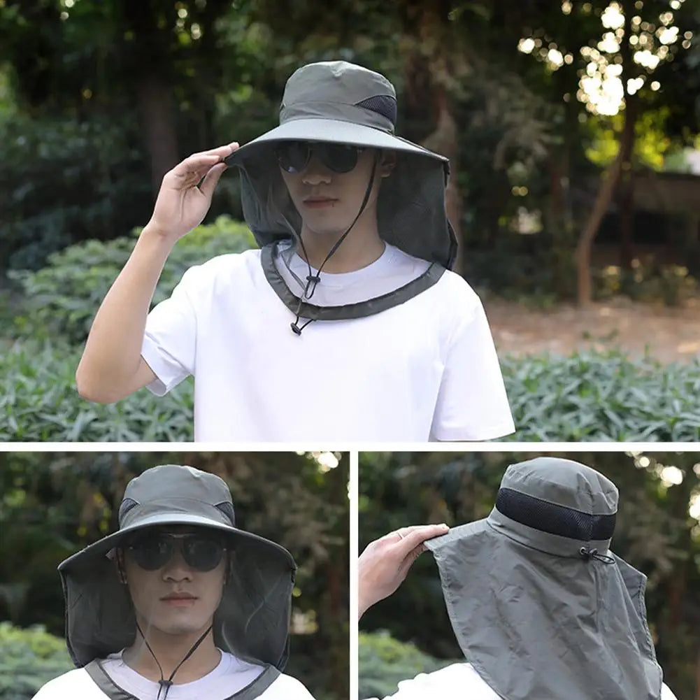 Faltbarer Mückenhut mit Netz – UV-Schutz, Insektenschutz, breite Krempe für Outdoor, Angeln & Camping