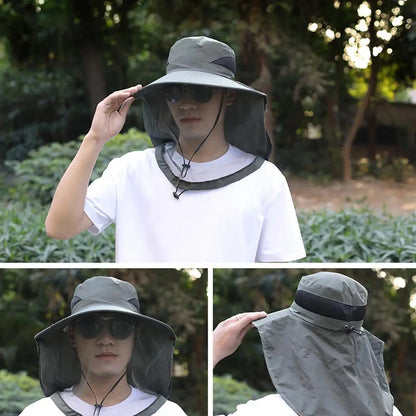 Faltbarer Mückenhut mit Netz – UV-Schutz, Insektenschutz, breite Krempe für Outdoor, Angeln & Camping