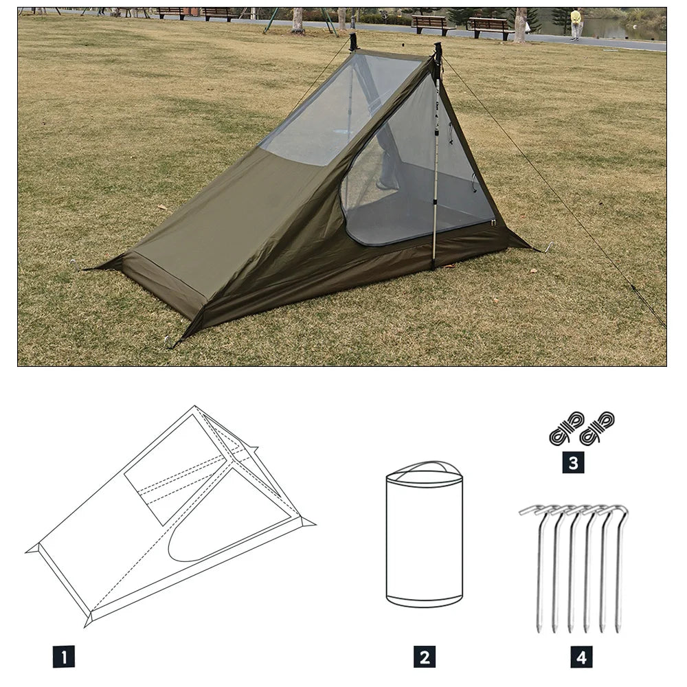 Ultraleichtes 1-Personen Mesh Zelt – Atmungsaktiv, Moskitosicher & Schnellaufbau – Kompaktes Trekkingzelt für Camping & Backpacking