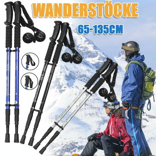2er-Set Wanderstöcke – leicht, verstellbar & rutschfest (65–135 cm) – ideal für Wandern & Bergtouren