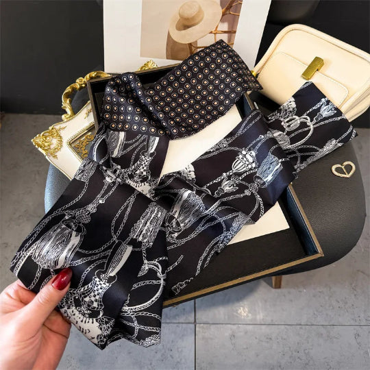 Elegantes Seidenschal-Band – Multifunktionales Accessoire für Haare, Handgelenk & Tasche