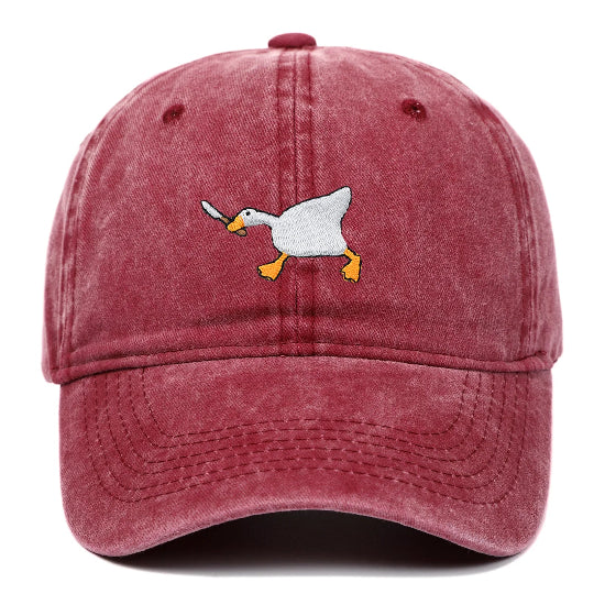 Retro Baseball-Cap mit Enten-Stickerei