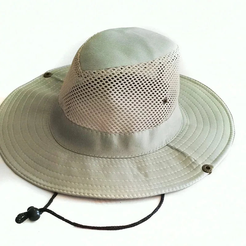 Mesh Fischerhut Sommer – Atmungsaktiv, UV-Schutz, breite Krempe für Outdoor & Angeln
