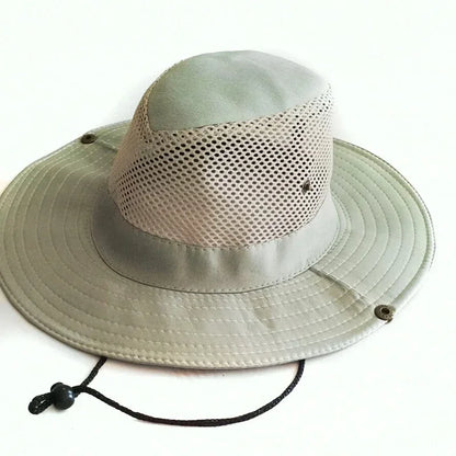 Mesh Fischerhut Sommer – Atmungsaktiv, UV-Schutz, breite Krempe für Outdoor & Angeln