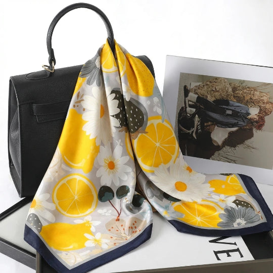 Elegantes 70×70 cm Seidenschal-Tuch – Multifunktionales Accessoire für Haare, Tasche & Hals