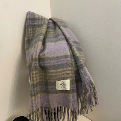 Retro-Karoschal – Verdickter Mohair-Rundschal für Herbst & Winter