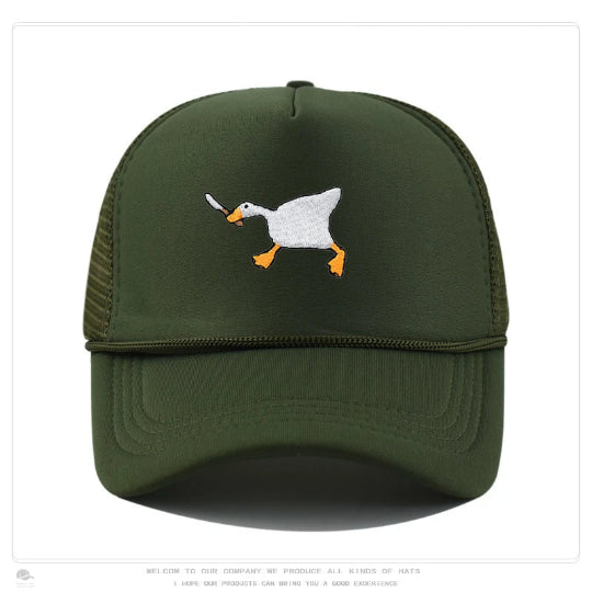 Retro Baseball-Cap mit Enten-Stickerei