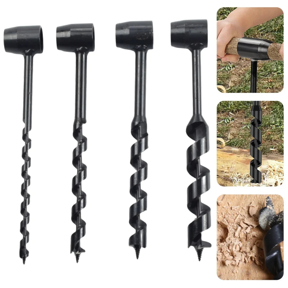 Bushcraft Handbohrer aus Carbonstahl – Robuster Survival Holzbohrer – Manuelle Auger Drill für Camping, Outdoor & Holzarbeiten