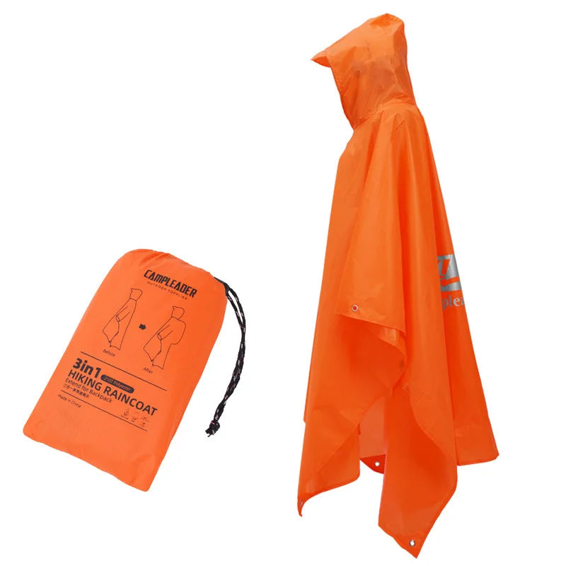 3-in-1 Outdoor Regenponcho – Wasserdicht, Multifunktional als Regenmantel, Zelt & Schutzplane – Ultraleicht & Kompakt für Camping, Wandern & Reisen