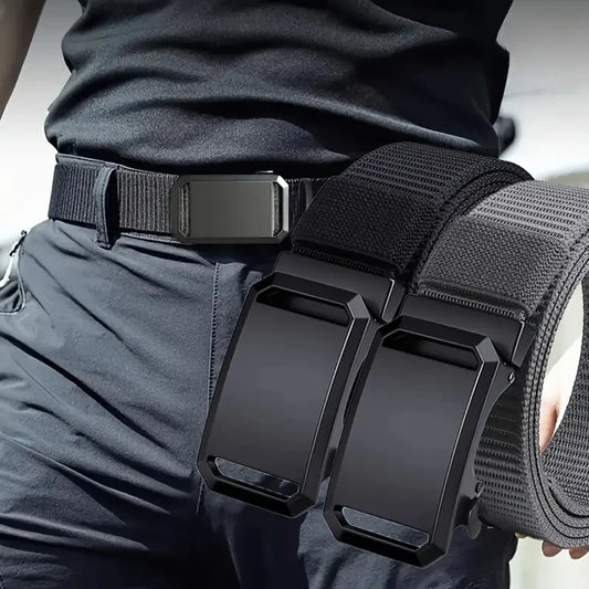 Herren Gürtel mit Automatikverschluss – Robuster Canvas Gürtel – Verstellbar für Alltag, Arbeit & Outdoor