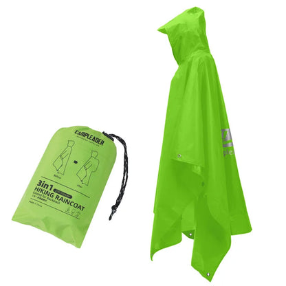 3-in-1 Outdoor Regenponcho – Wasserdicht, Multifunktional als Regenmantel, Zelt & Schutzplane – Ultraleicht & Kompakt für Camping, Wandern & Reisen