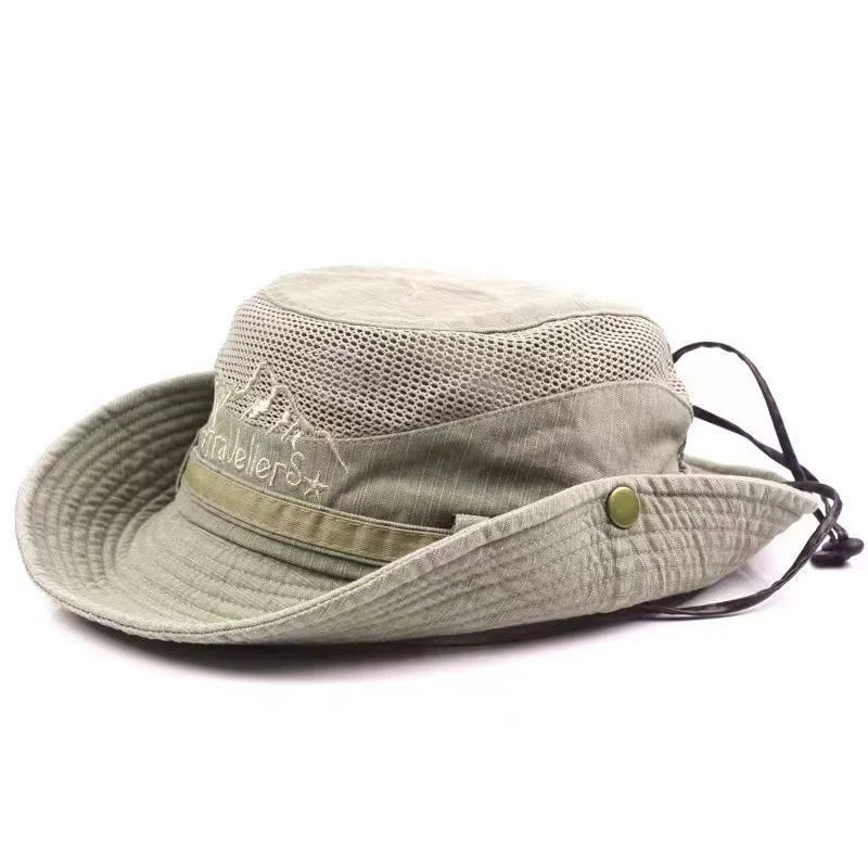 Atmungsaktiver Fischerhut mit Mesh – UV-Schutz, verstellbar für Outdoor, Angeln & Strand