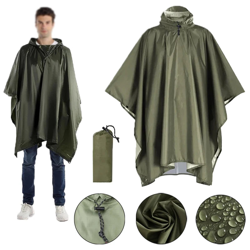 3-in-1 Regenponcho Outdoor – Wasserdicht, Multifunktional als Zelt, Plane & Regenschutz