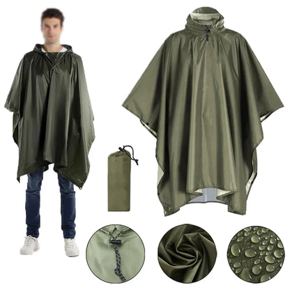 3-in-1 Regenponcho Outdoor – Wasserdicht, Multifunktional als Zelt, Plane & Regenschutz