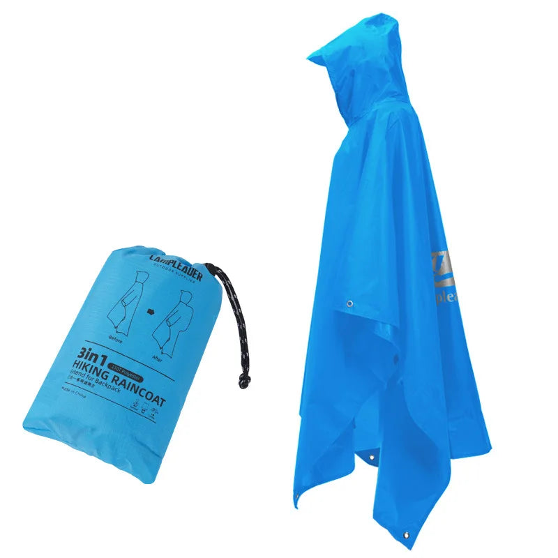 3-in-1 Outdoor Regenponcho – Wasserdicht, Multifunktional als Regenmantel, Zelt & Schutzplane – Ultraleicht & Kompakt für Camping, Wandern & Reisen