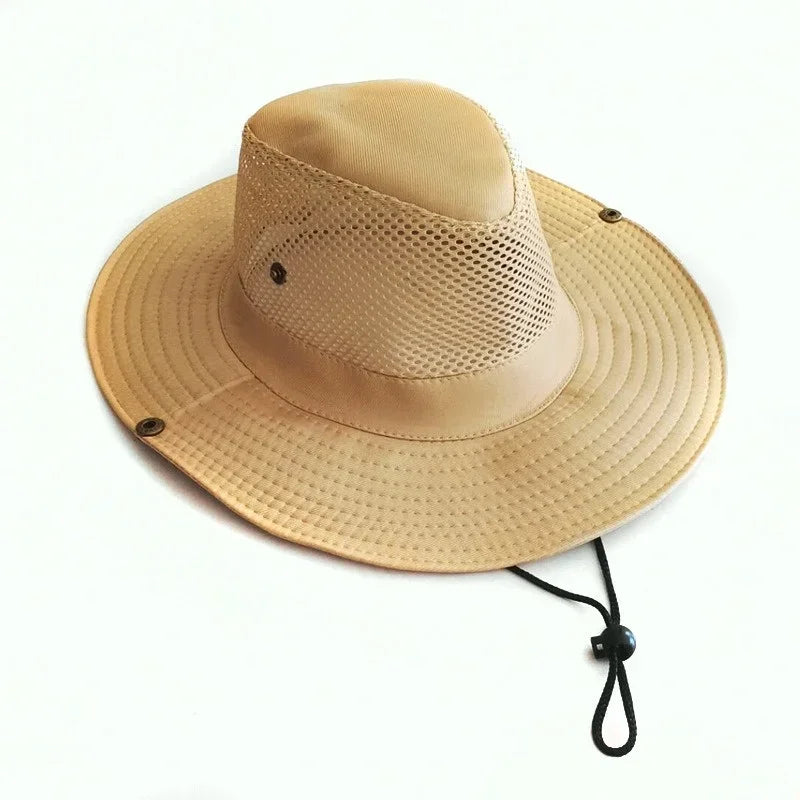 Mesh Fischerhut Sommer – Atmungsaktiv, UV-Schutz, breite Krempe für Outdoor & Angeln