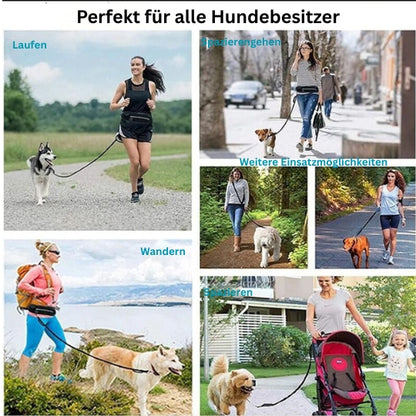 Hunde Bauchtasche mit Leine – Freihändig Joggen & Spazieren, Verstellbar