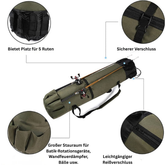 Angelruten-Tasche 123 cm – Robuste Multifunktions Angeltasche aus Oxford-Gewebe, wasserdicht & ideal für Outdoor