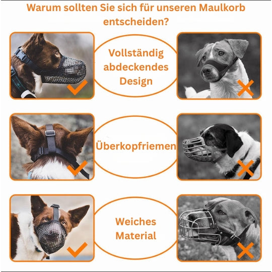 Hunde Maulkorb – Verstellbare Schnauzenmaske für Hunde, leicht & bequem in XS–XL