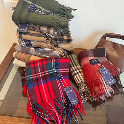 Eleganter Schal im England-Stil – Klassischer Karoschal mit Fransen für Herbst & Winter